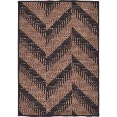 Tapis pour l'intérieur et l'extérieur brun à chevrons Haozhong