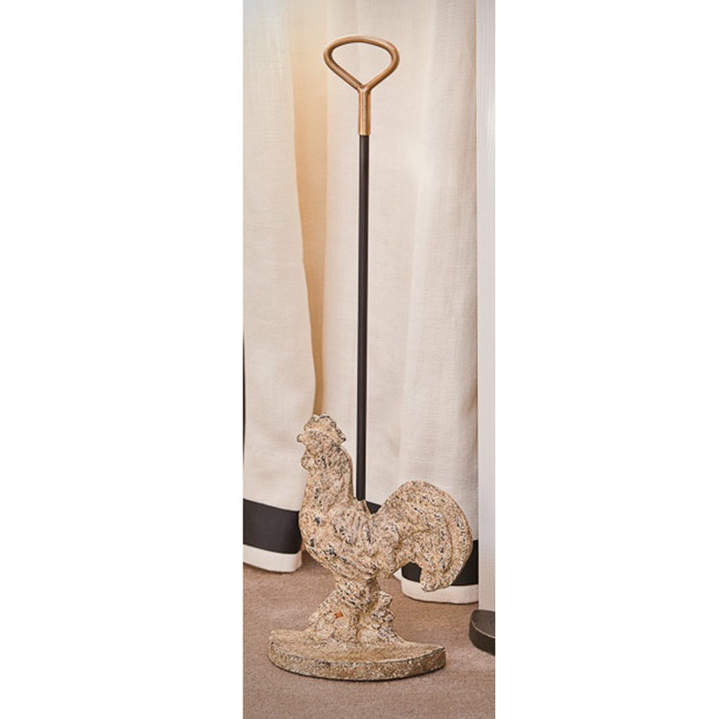 Antique White Iron Rooster Floor Door Stop