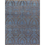 Damask Area Rug in Blue