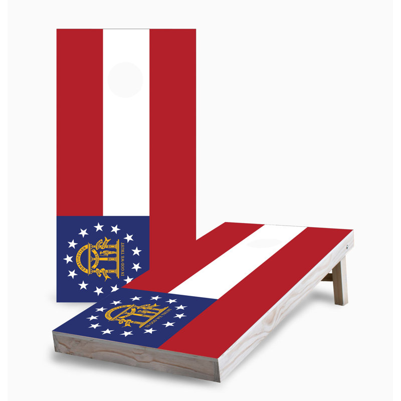Ensemble de jeu de cornhole 2 x 4 Georgia State Flag | Comprend (2) planches (8) sacs et accessoires optionnels