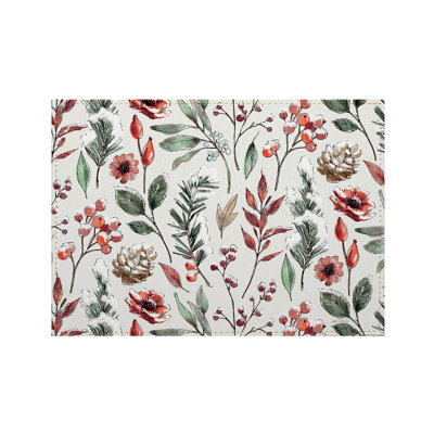 Festive Blooms 4 Pack Luxurious Vegan Leather Placemats