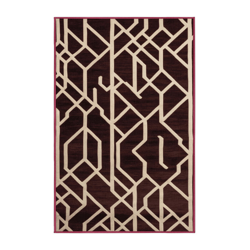 Tapis brun treillis lavable à la machine, Rectangulaire 2 pi x 3 pi