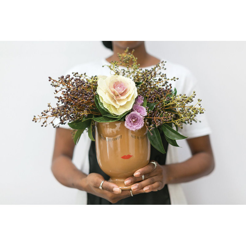 Pot à fleurs en céramique Jaziyah Celfie, Caramel