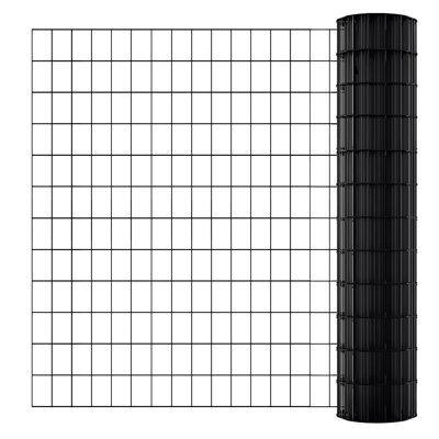 3 ft x 50 ft Black Garden Fence, Vinyl Coated Welded Wire, 14 GA, 2" x 3" Mesh, Rustproof Fence for Deer and Dogs
