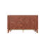 Base de lit plateforme Mid-Century avec tête de lit et support à lattes de bois - bois d'hévéa massif, mobilier de chambre moderne, grand, brun-360457966-360457967