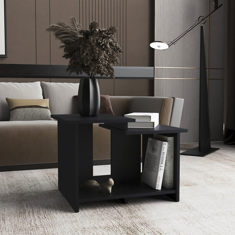Black Coffee Table With Open Shelf, Enhances Home Decor Adds Elegance To, Black