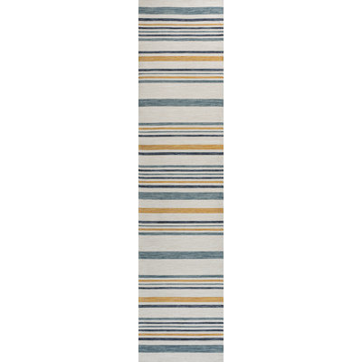 Janus Classic Coastal Ticking Stripe Reversible Machine-Washable Cream/Navy Indoor/Outdoor Rug