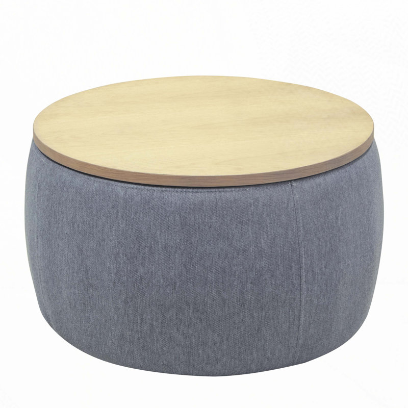 Round Storage Ottoman, Dark Gray 