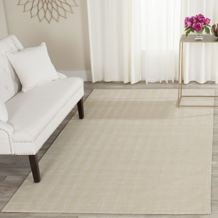 Laureldale Hand Loomed Wool Viscose Chevron Rug in Beige