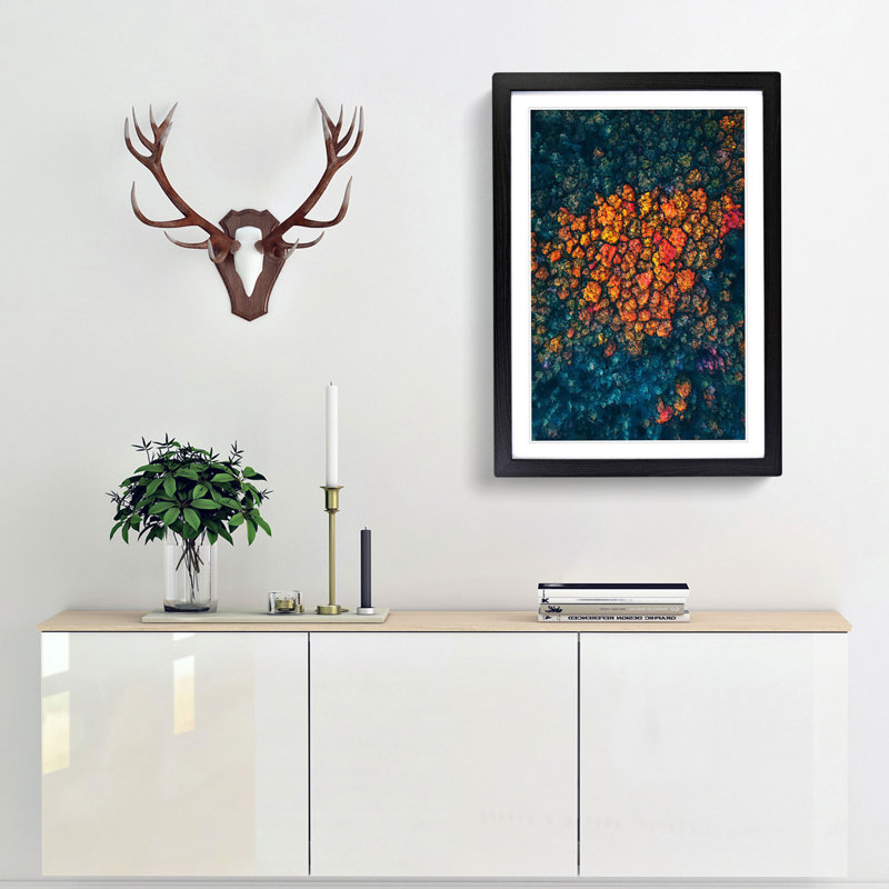 Cluster of Orange Trees in Abstract - Framed Print, Black Framed, 48cm H x 36cm W x 2cm D