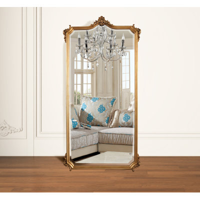 Miroir de plancher rectangulaire en bois massif et manufacturé