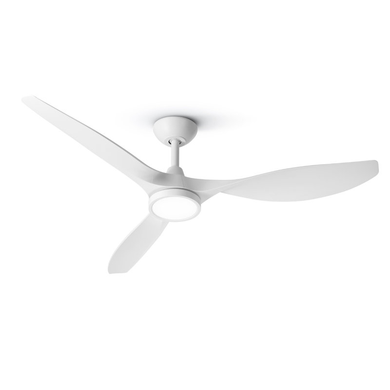 (Ensemble de 2) Ventilateur de plafond à hélice à DEL de 52 po avec télécommande, Blanc