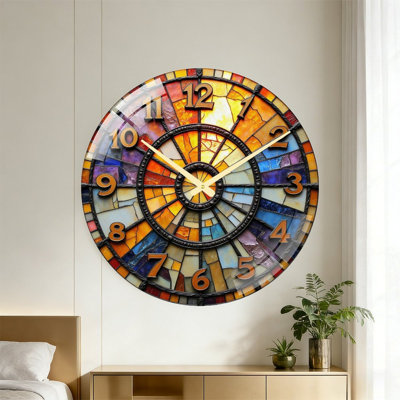 Stained Glass Wall Clock Decorative Art Art - 24‘’ Modern Glass Wall Clock