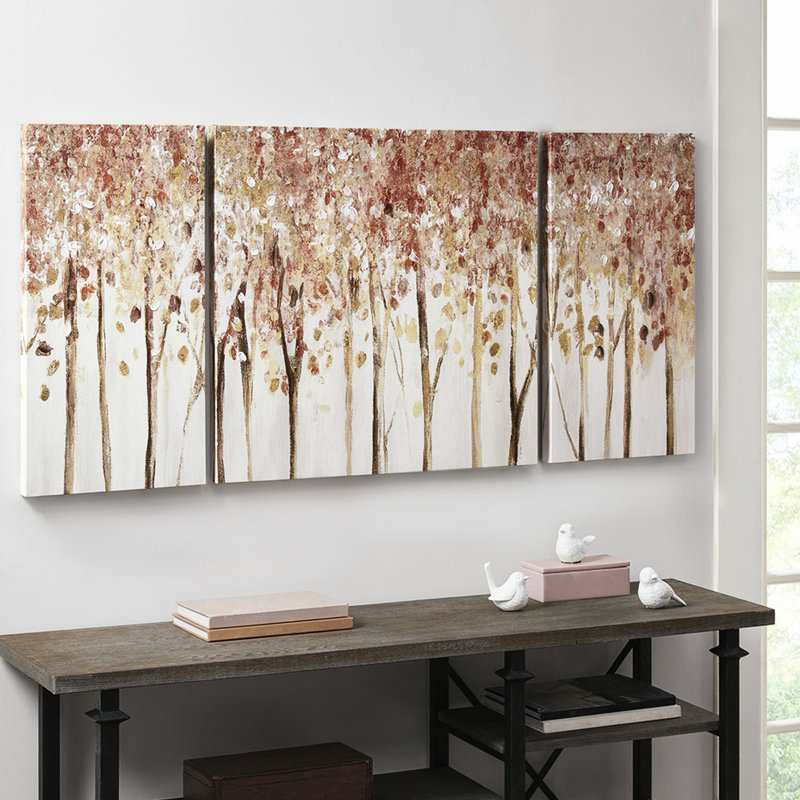 Art mural sur toile «Autumn Forest», 3 pièces