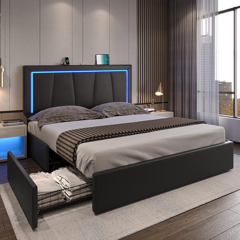 Blome Standard Bed, FULL: 40.." H X 57.1" W X 75.2" D, Black