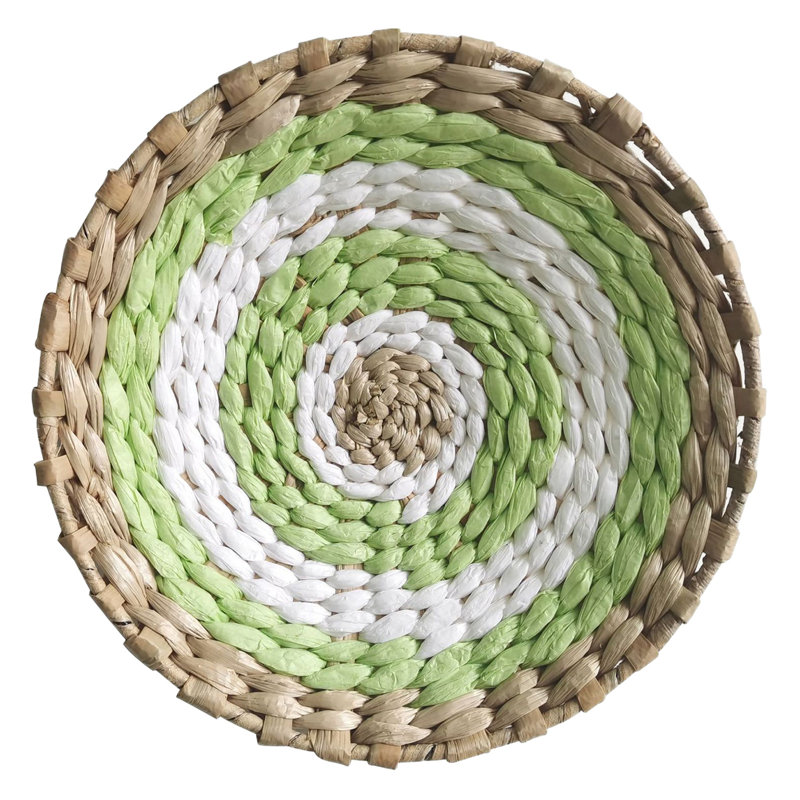 Handmade Abstract Wall Decor on Seagrass, 9.84" H x 9.84" W x 1.20" D
