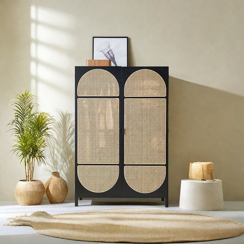 Armoire tressée nordique moderne en rotin