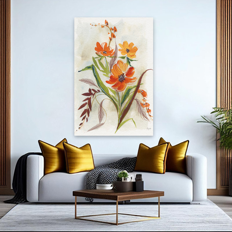Fleurs d'automne - Art d'automne crème, H 60 po x l 40 po