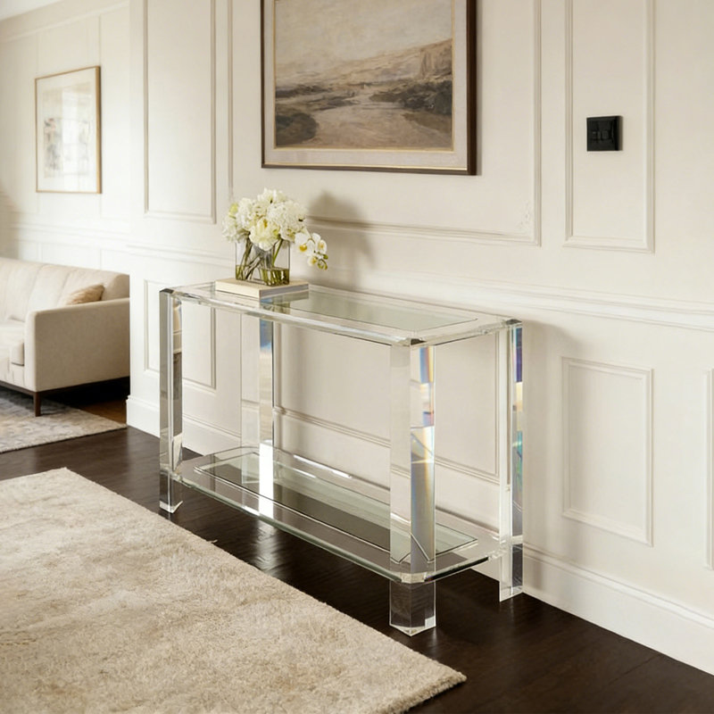 31.5" H x 31.5" W x 11.81" D Solid Wood Console Table, 31.5" H x 31.5" W x 11.81" D