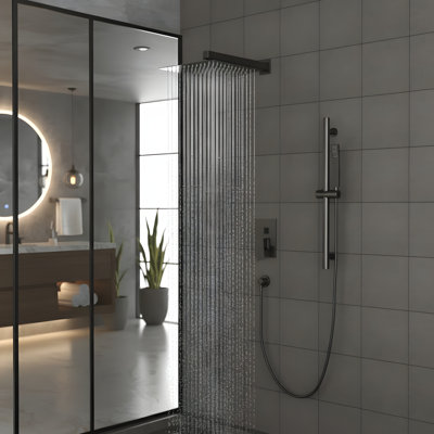 10 Inch Wall Mounted Square Shower System and Handheld Showerhead Set
