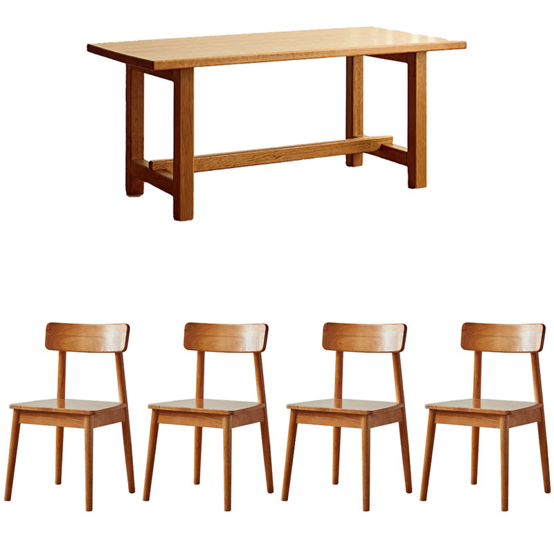 Table de salle à manger en bois massif et bois de cerisier, H 29,53 po x L 62,99 po x l 31,5 po