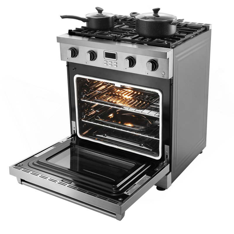 30 In Gas Range Oven 4 Sealed Burners Convection Oven In Stainless Steel