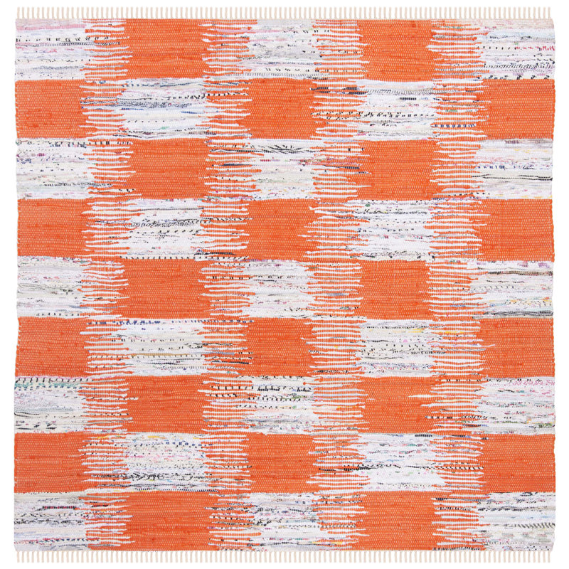 Opie Hand Woven Cotton Ikat Rug, Square 6'