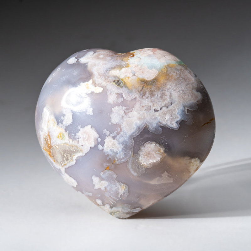 Genuine Polished Flower Agate (Large) Heart from Madagascar