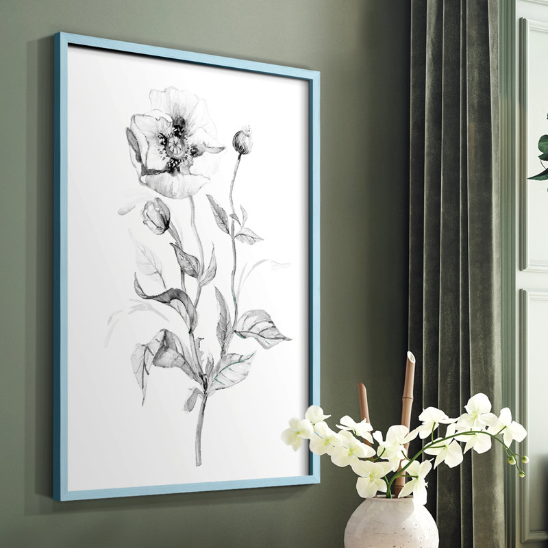 Reproduction encadrée de coquelicots sauvages - bois massif, Bleu, H 10 po x l 8 po