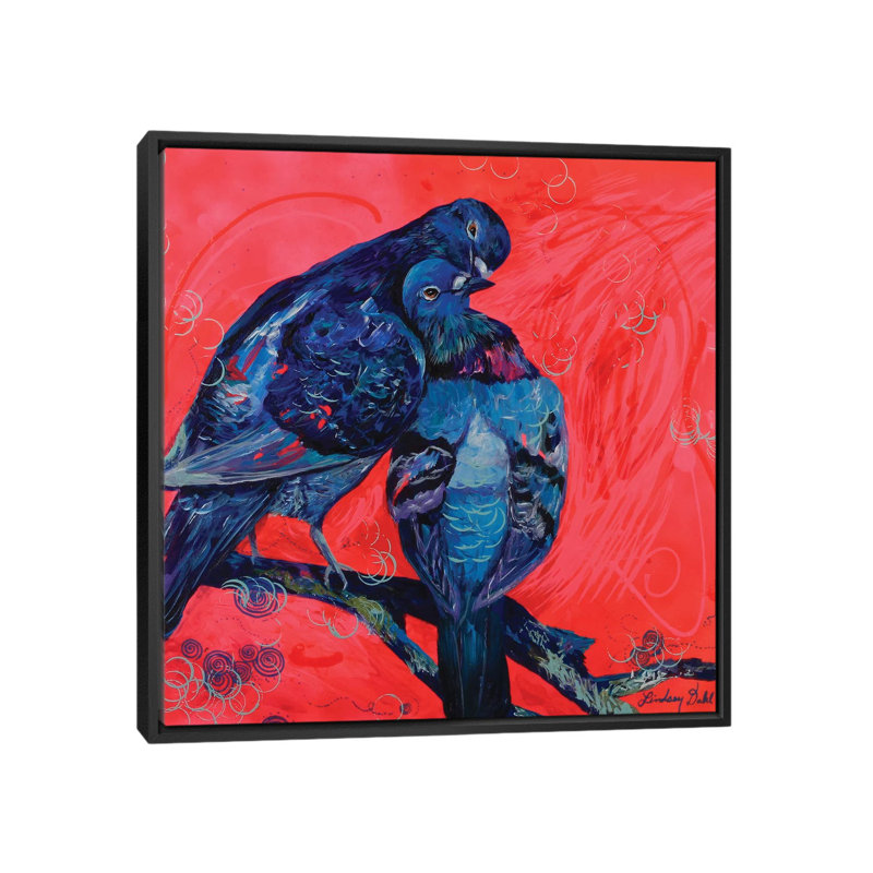« pigeon preen », impression sur toile, H 18 po x l 18 po x P 1,5 po, Toile avec cadre flottant noir, Pas de tapis