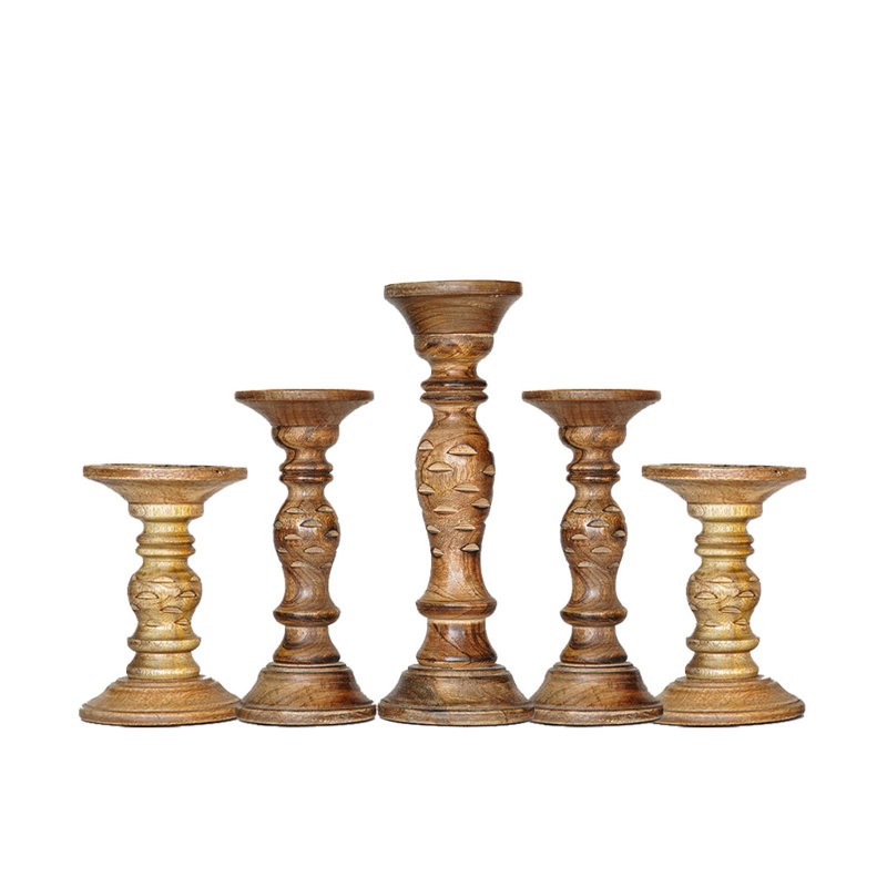 12'' H Wood Tabletop Pillar, Medium Burnt