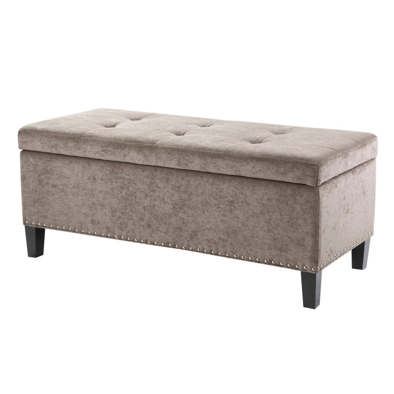 Banc de rangement capitonné à fermeture douce, Taupe
