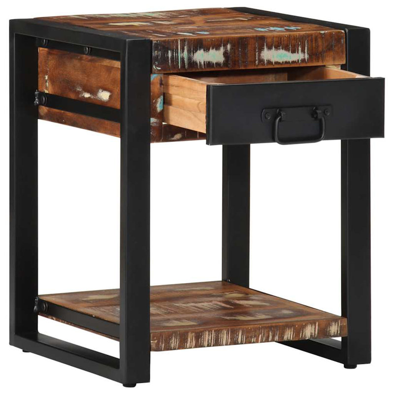 Side Table 40X40x50 Cm Solid Wood Reclaimed, Multicolour