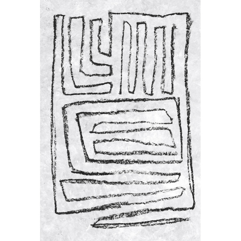 Black And White Runes II by Jennifer Goldberger - Print on Canvas, 76 cm H x 51 cm W, Black Floater Framed