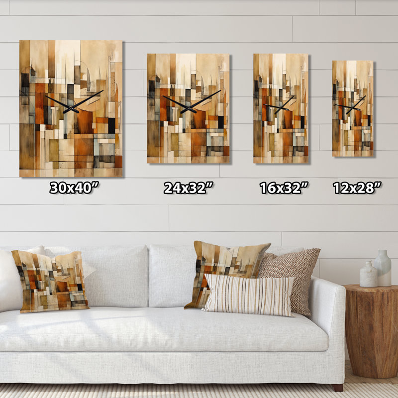 Jalees - Horloge murale abstraite Mid-Century, H 32 po x l 16 po x P 1 po