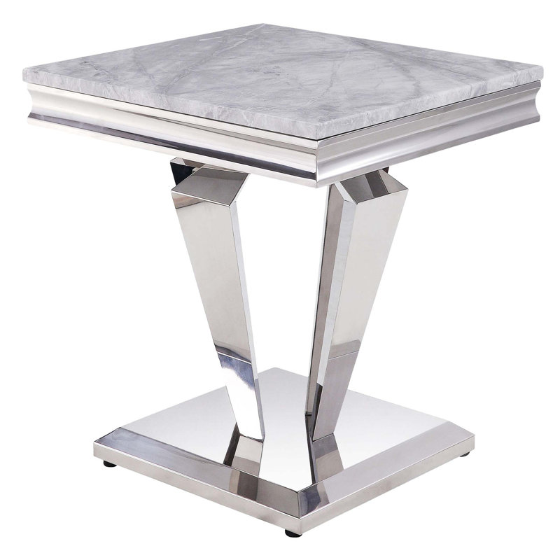 Table de bout gris clair et argent