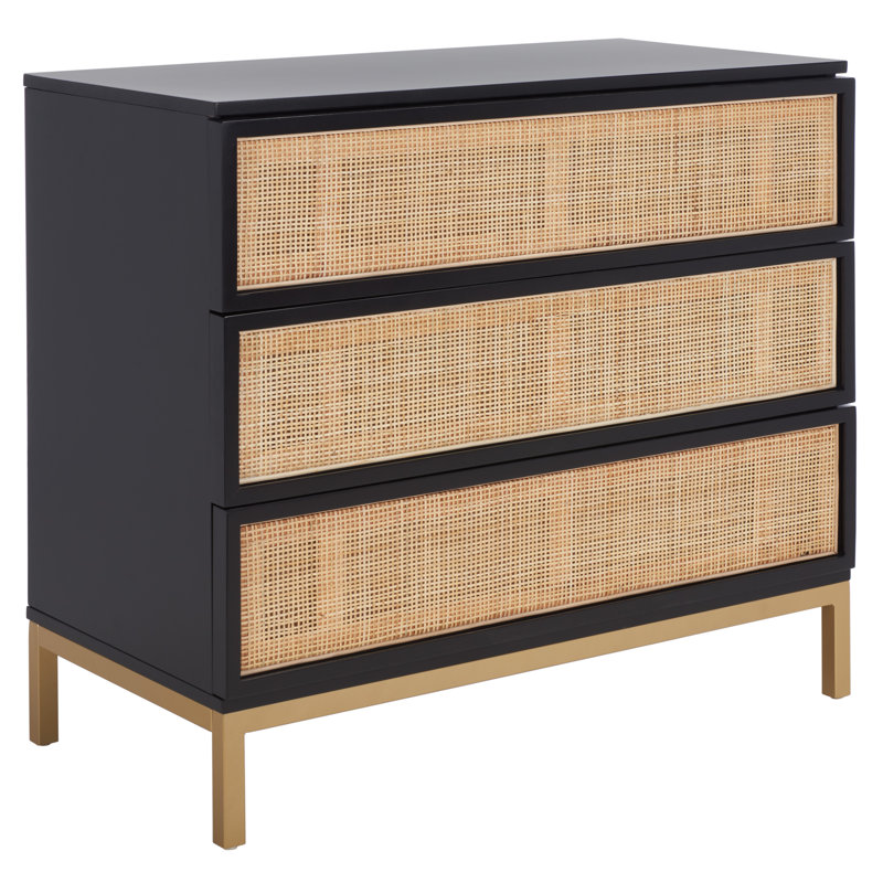 Commode 3 tiroirs Prudhoe, Or / noir