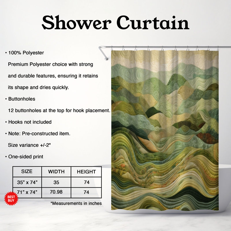 Rideau de douche Funch Abstract, H 74 po x l 71 po