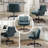 Cross-Legged Teddy  Office Chair With Flip up Armrest &Wide Seat，Ergonomic Fabric Home Office Chair -645316517