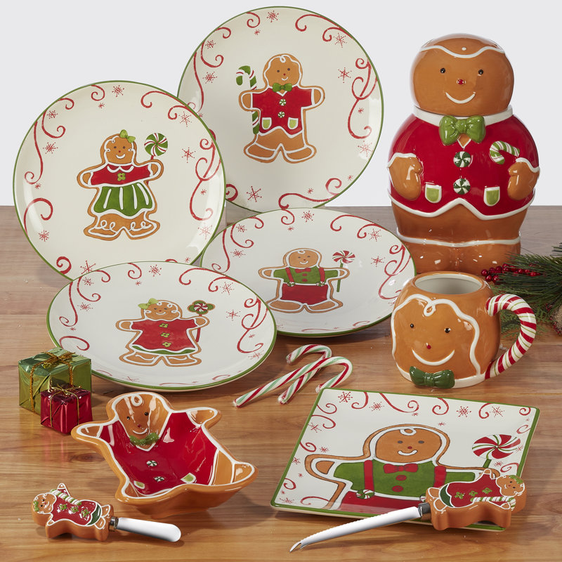 Holiday Magic Gingerbread Ceramic Christmas Mugs Set of 4