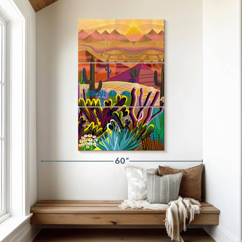 Alvord vibrant cactus désert, H 50 po x l 32 po