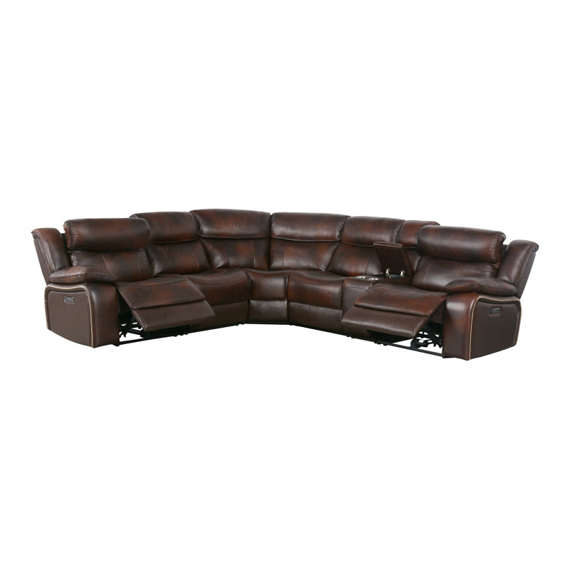 Canapé modulaire inclinable en cuir 6 pièces Amedeu