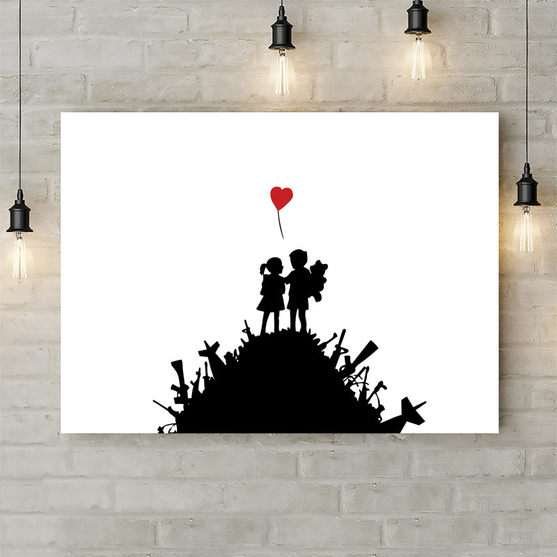 Banksy Boy Girl Love Heart Balloon by Banksy - Wrapped Canvas Print, 20.5cm H x 30.5cm W x 3.8cm D