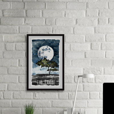 Stars and Full Moon 1 Piece Single Picture Frame Painting