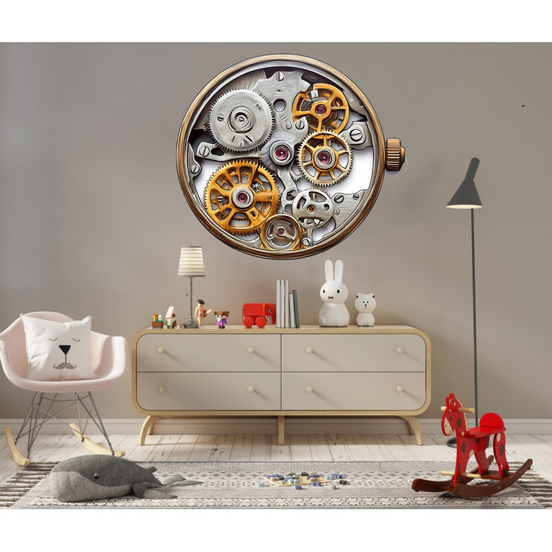 Décalcomanie à vapeur, mécanisme d'horloge, art mural, décoration industrielle, montre à engrenages, vinyle rétro, 227GM