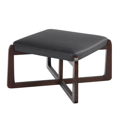 24" Wide Faux Leather Upholstered Square Ottoman