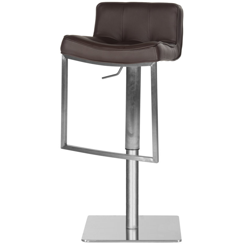 Barber Swivel Upholstered Adjustable Height Counter Stool with Metal Frame, Brown