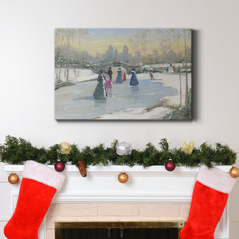 «Skating At Dusk», toile tendue avec châssis de qualité supérieure - prête à être accrochée, H 18 po x l 12 po x P 1 po