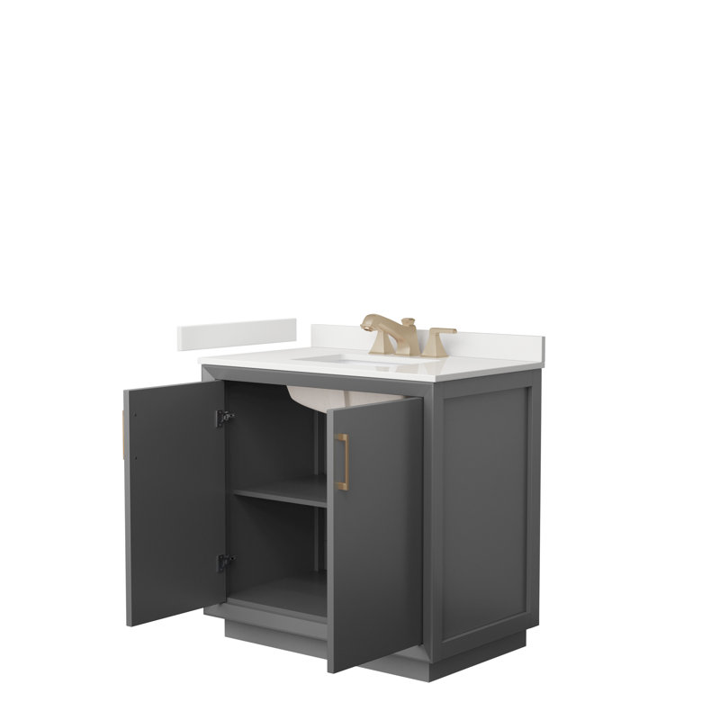 Strada 36'' W Vanity, WDX13401, Dark Gray, Satin Bronze