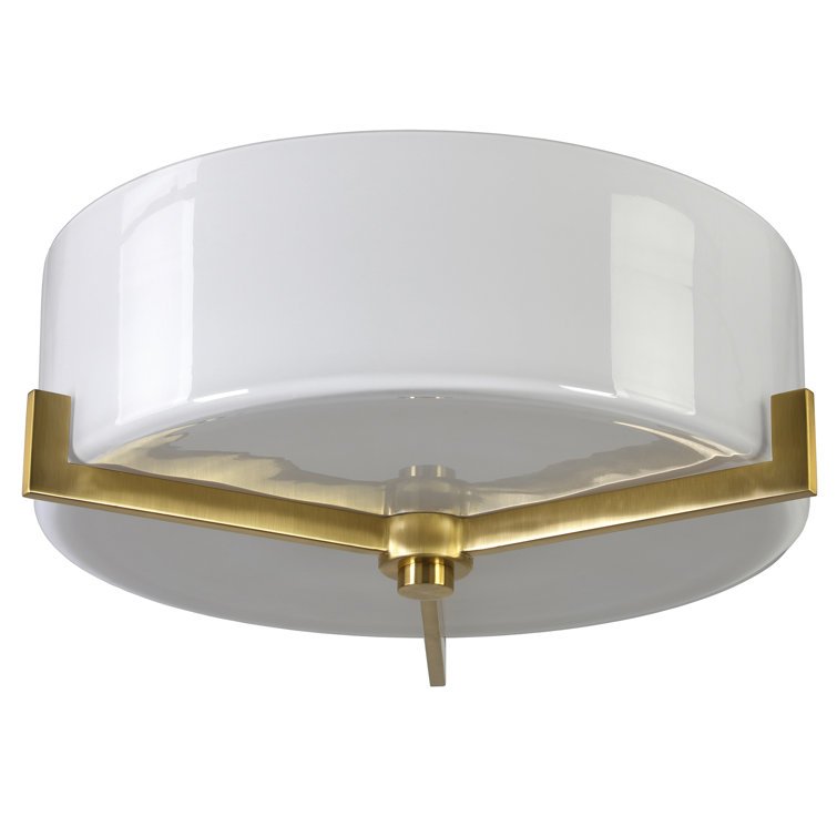Hamlin 17.63" Wide 2-Light Semi Flush Mount With Glass Shade In Blackened Bronze/Brushed Brass